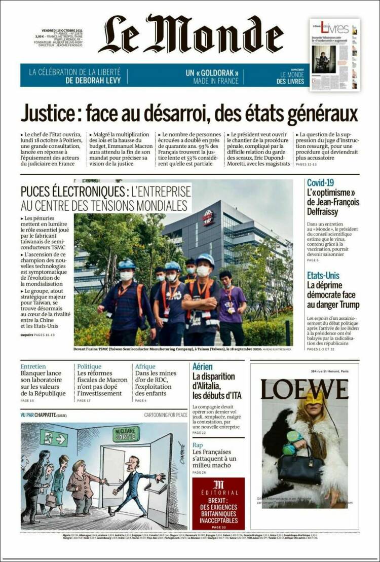 Portada de Le Monde (Francia)