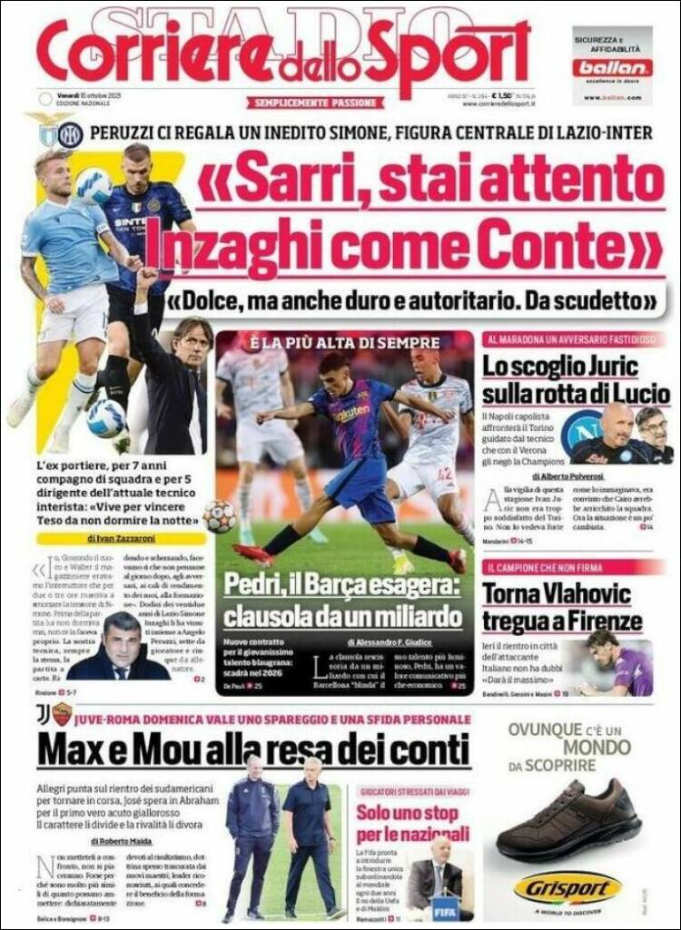 Portada de Corriere dello Sport (Italia)