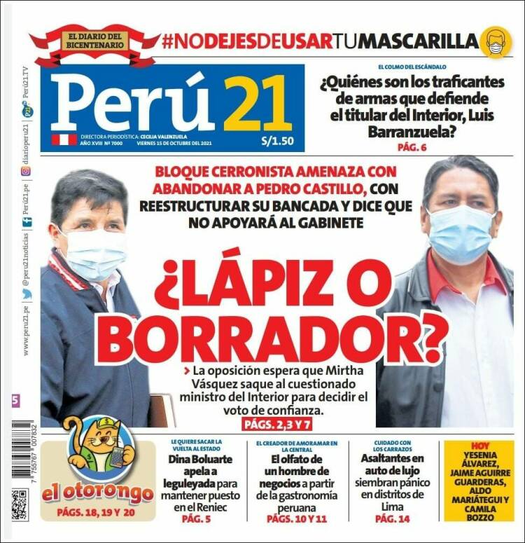 Portada de Perú 21 (Per&uacute;)