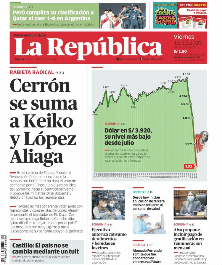 Portada de La Republica (Per&uacute;)