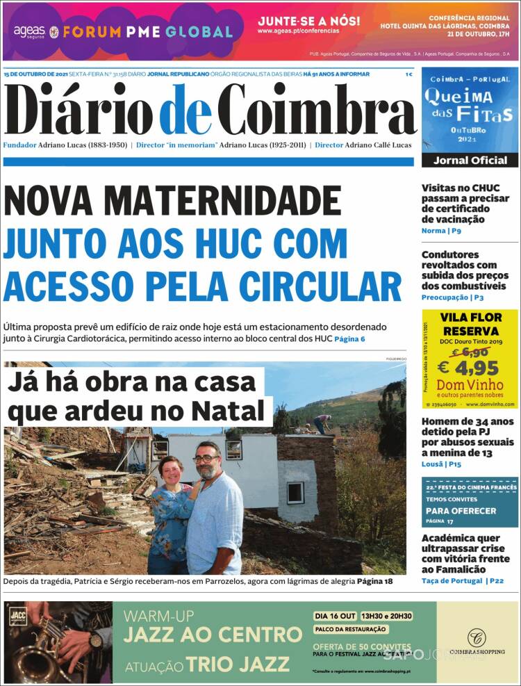 Portada de Diário de Coimbra (Portugal)