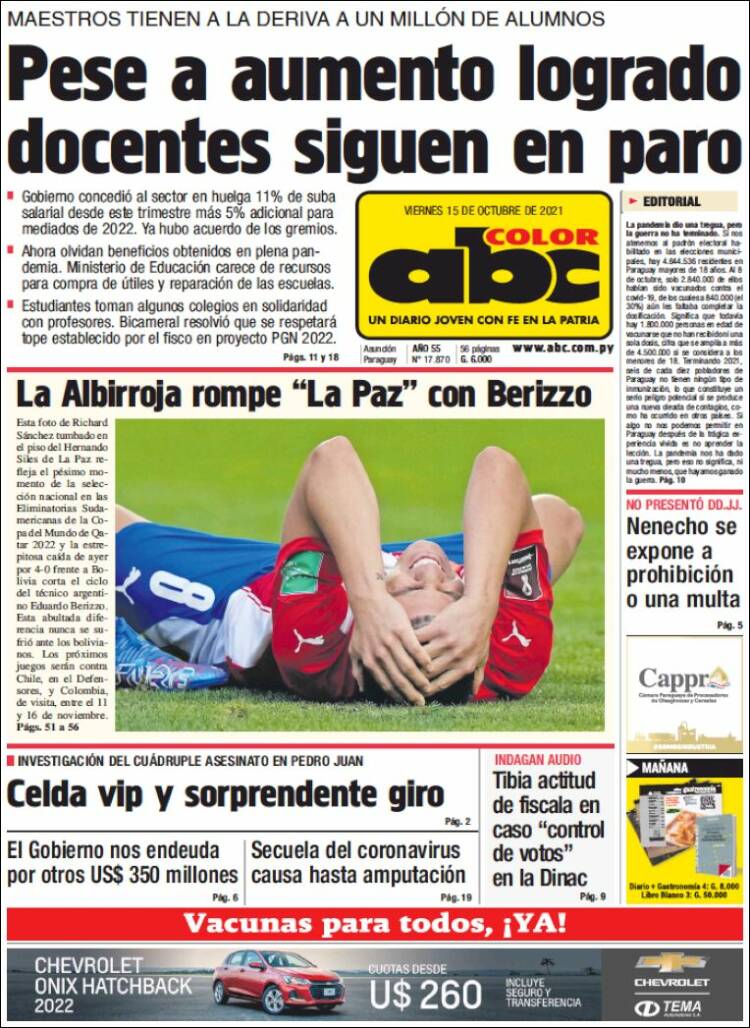 Portada de ABC Color (Paraguay)