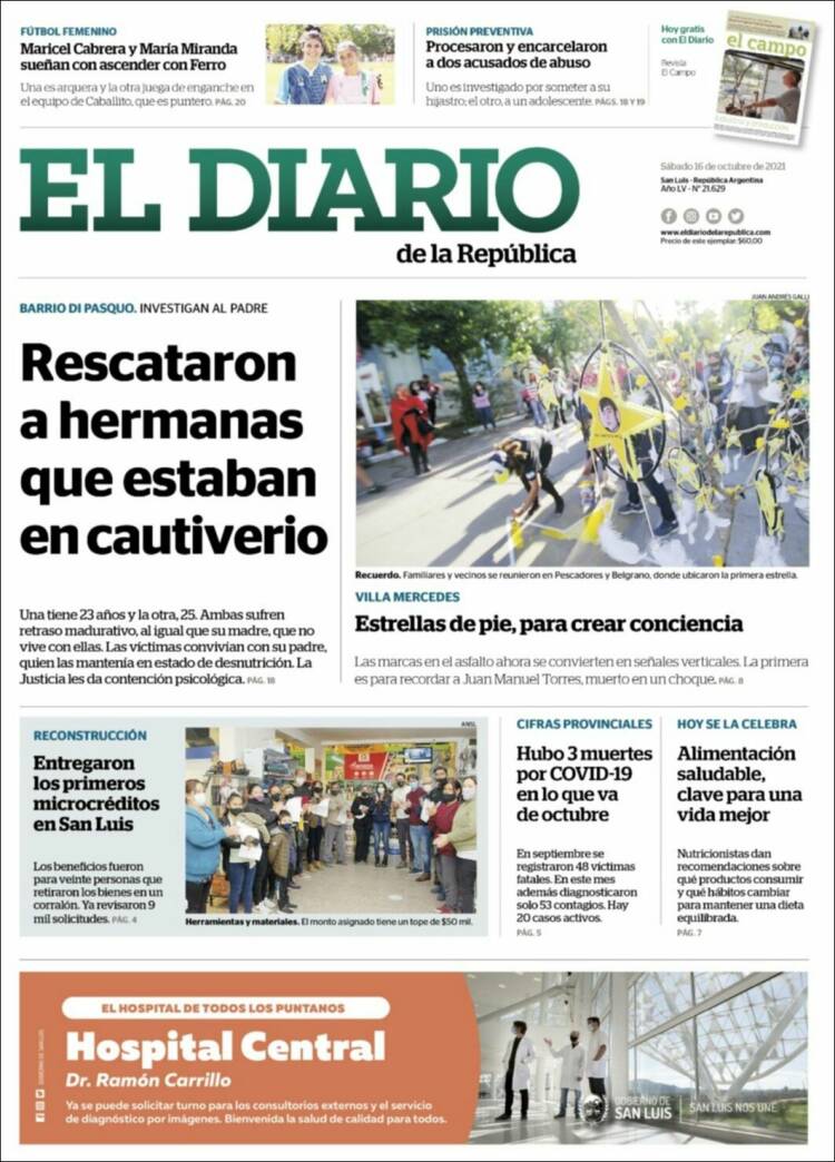 Portada de Diario de la República (Argentina)
