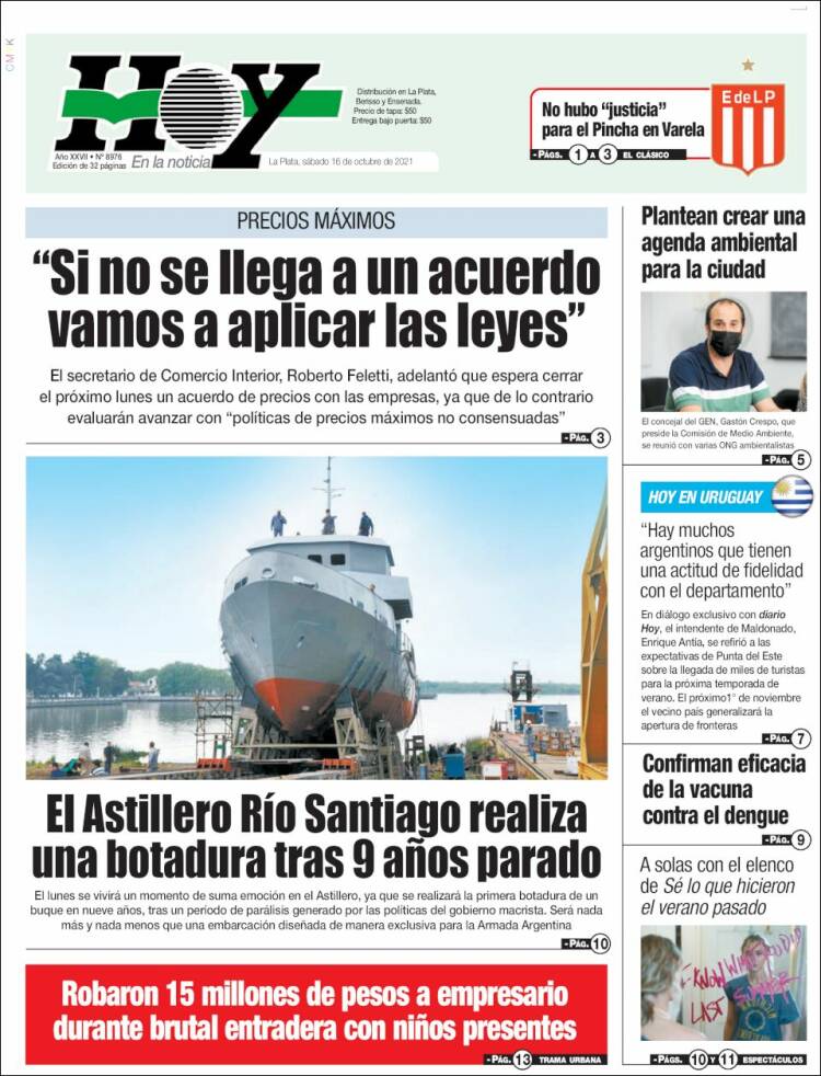 Portada de Diario Hoy (Argentina)