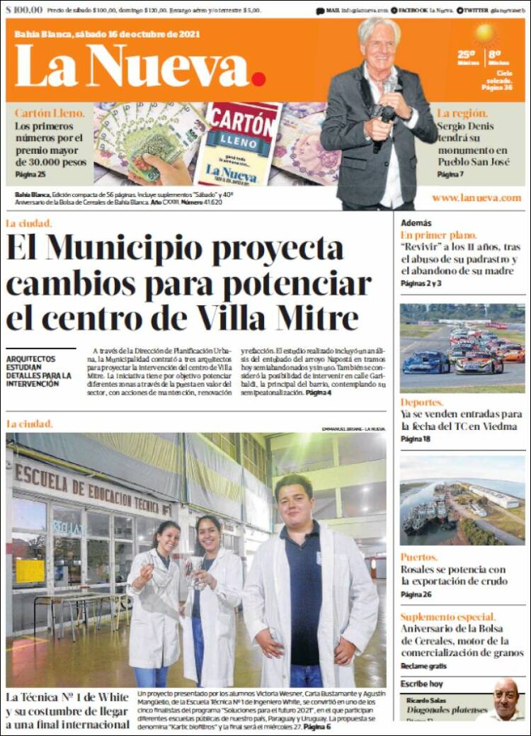 Portada de La Nueva Provincia (Argentina)