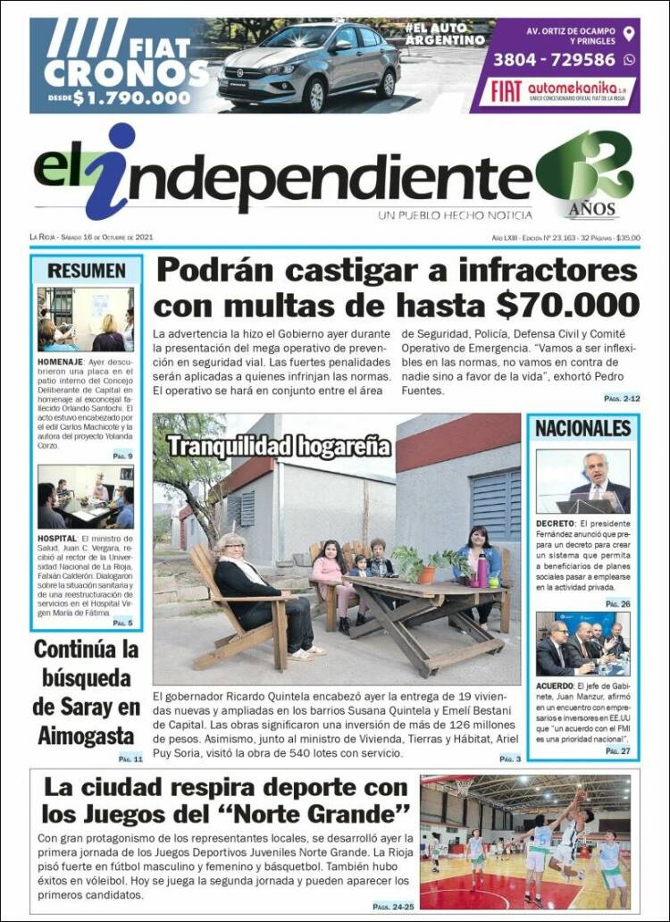 Portada de El Independiente (Argentina)