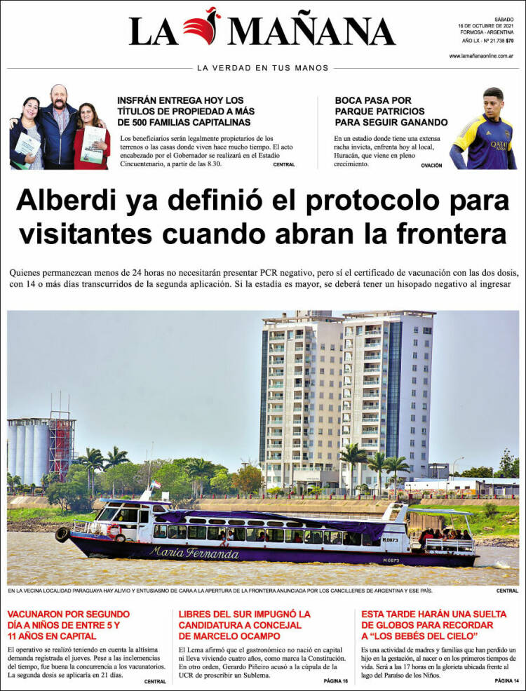 Portada de Diario La Mañana (Argentina)