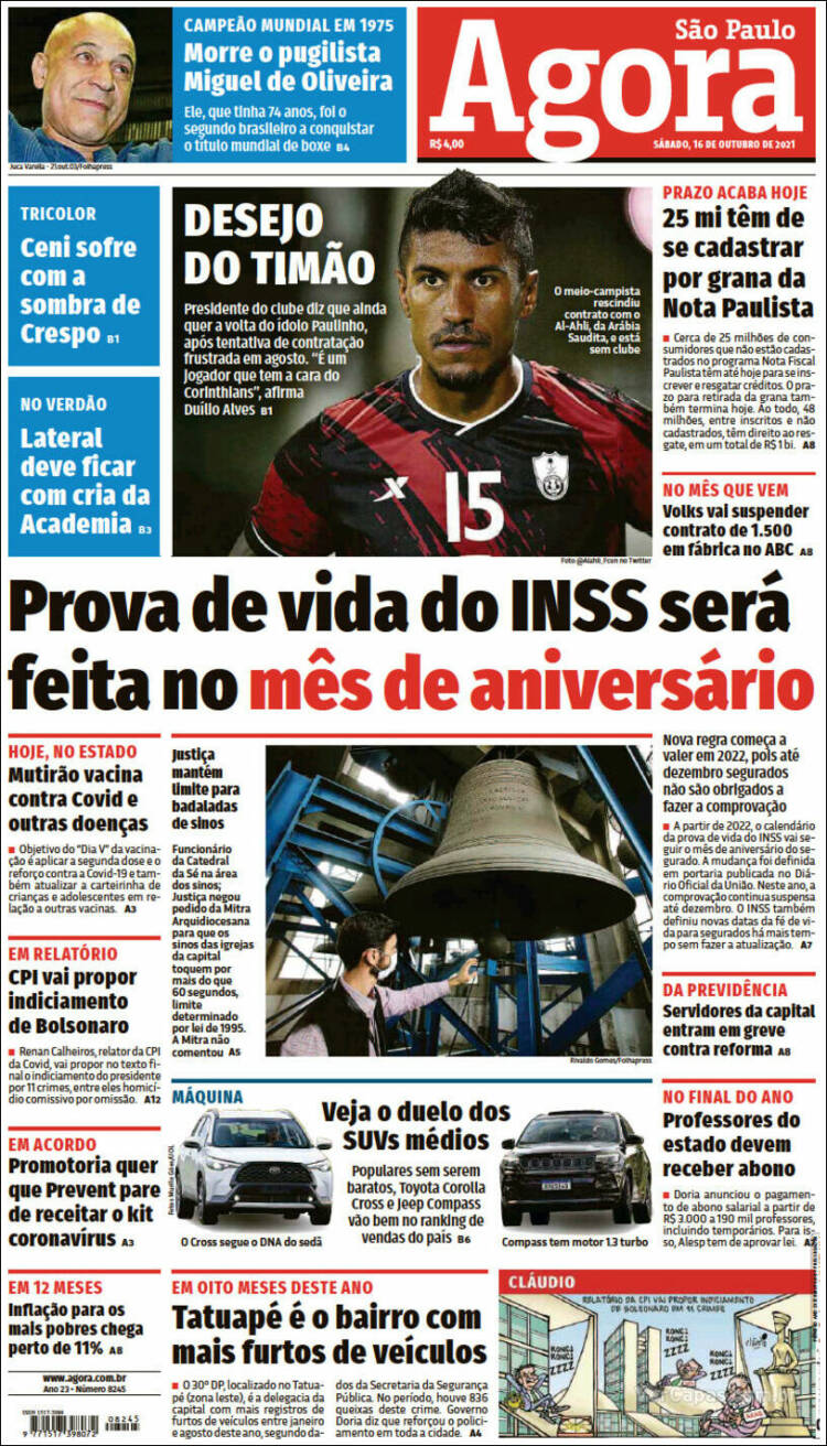 Portada de Agora São Paulo (Brasil)