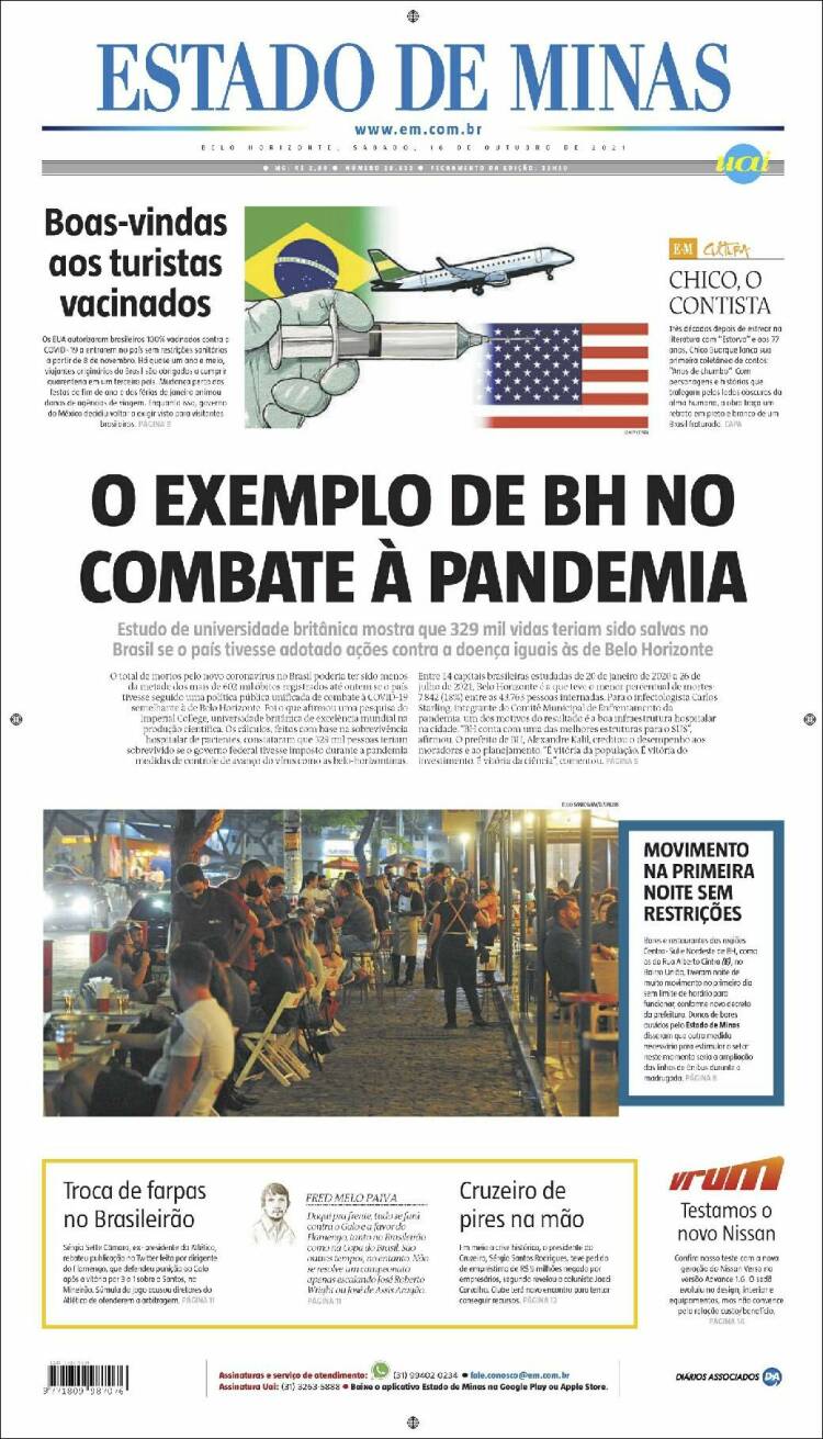 Portada de Jornal Estado de Minas (Brasil)