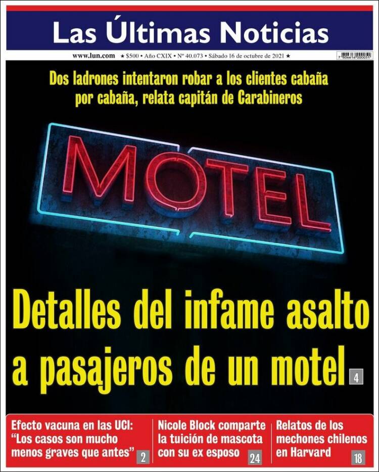 Portada de Las Últimas Noticias (Chile)