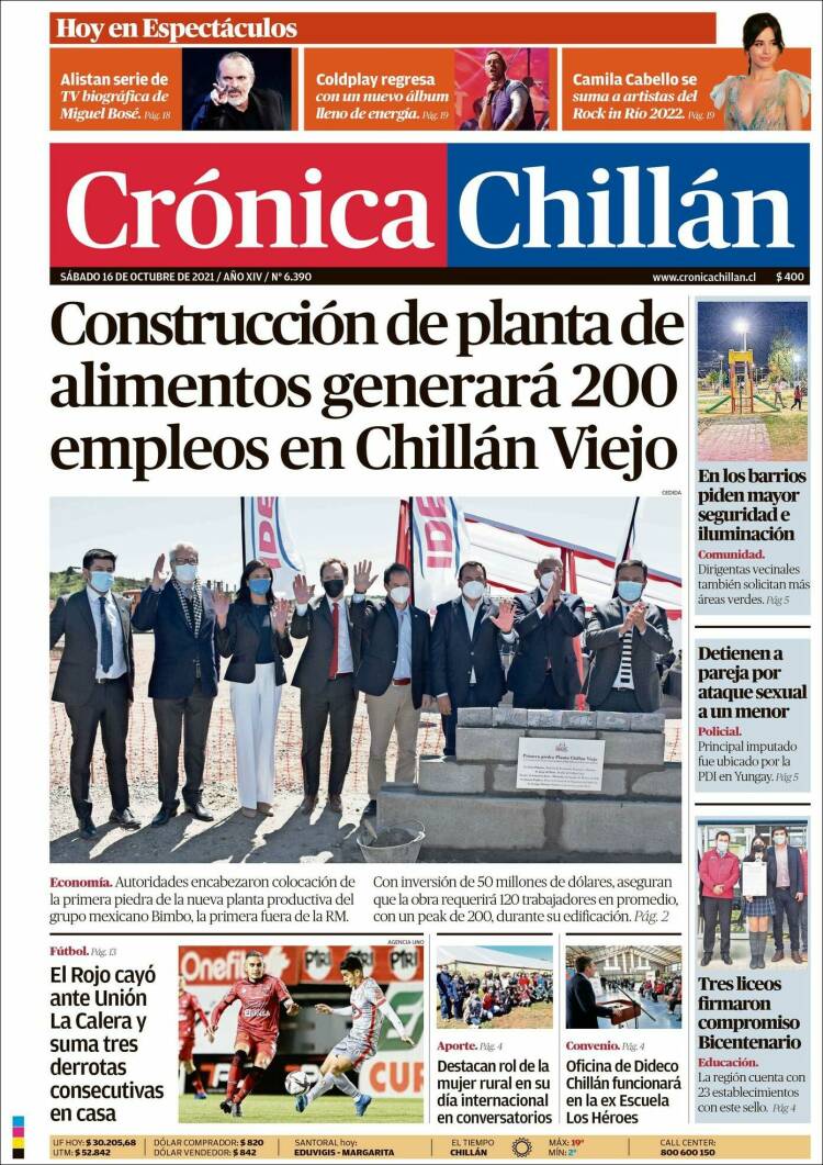 Portada de Crónica Chillán (Chile)