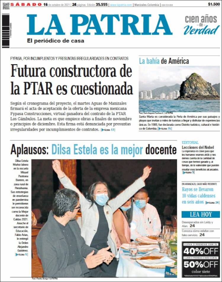 Portada de La Patria (Colombia)