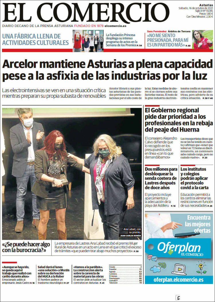 Portada de El Comercio (España)