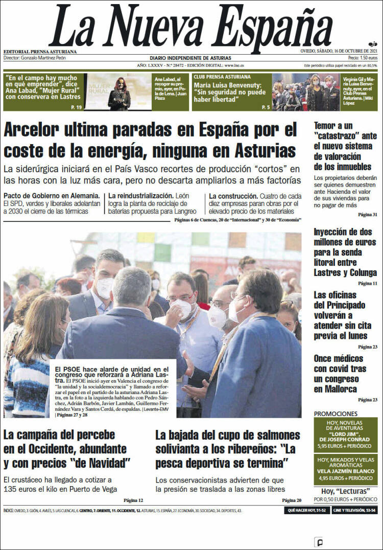 Portada de La Nueva España (España)