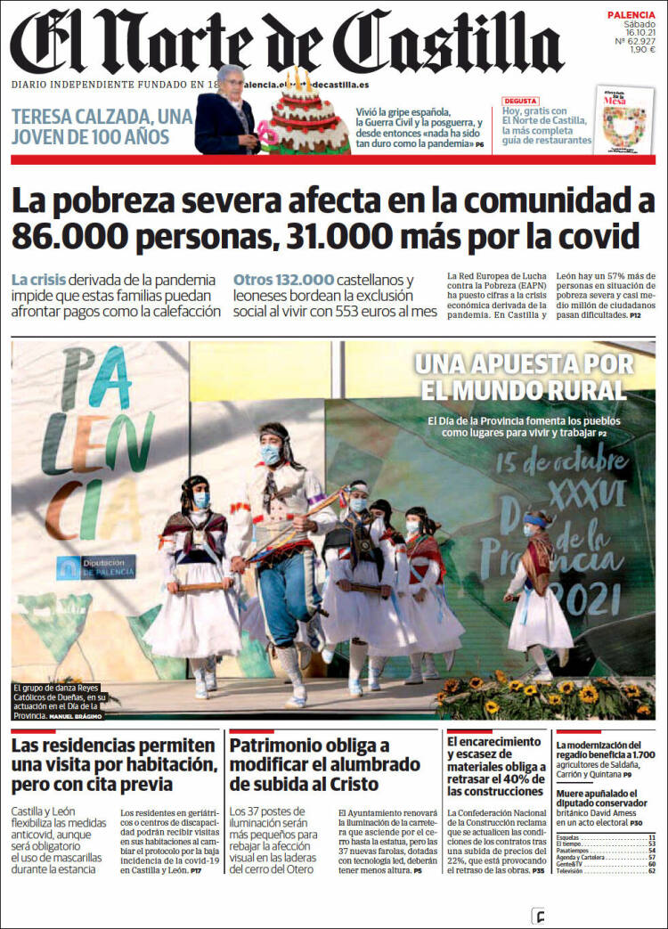 Portada de Norte de Castilla - Palencia (España)