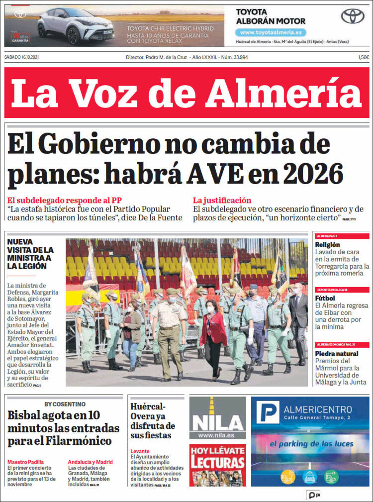 Portada de La Voz de Almería (España)