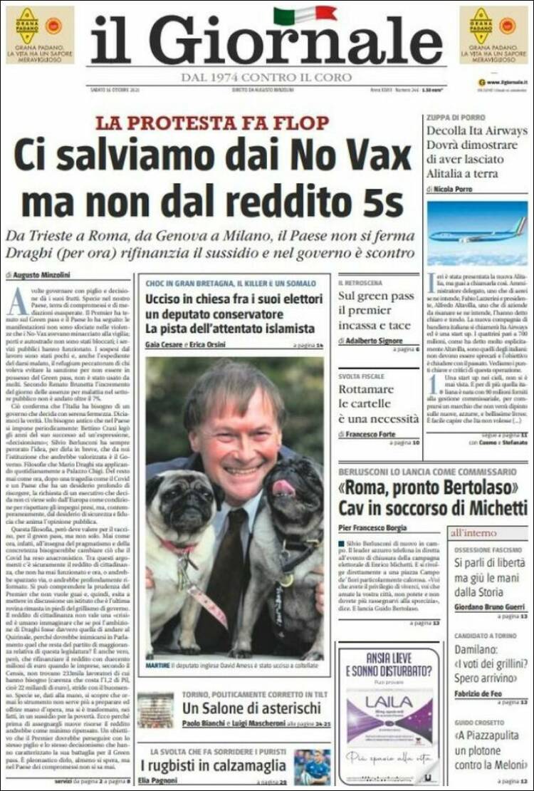 Portada de il Giornale (Italia)