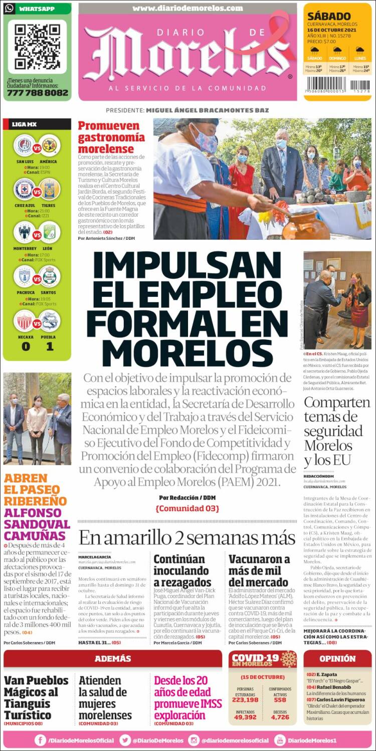 Portada de Diario de Morelos (M&eacute;xico)