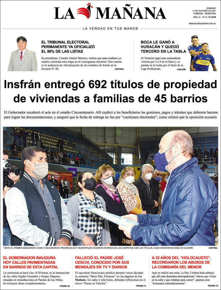 Portada de Diario La Mañana (Argentina)