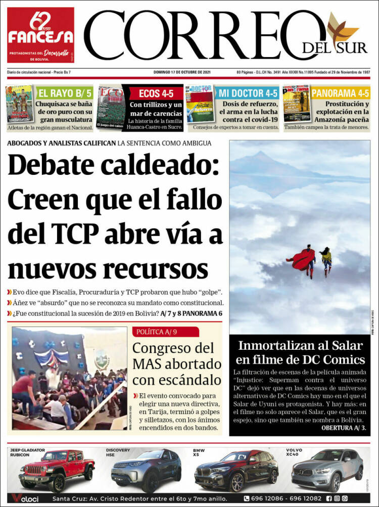 Portada de Correo Sur (Bolivia)