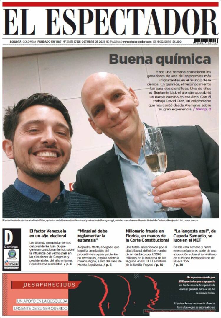 Portada de El Espectador (Colombia)