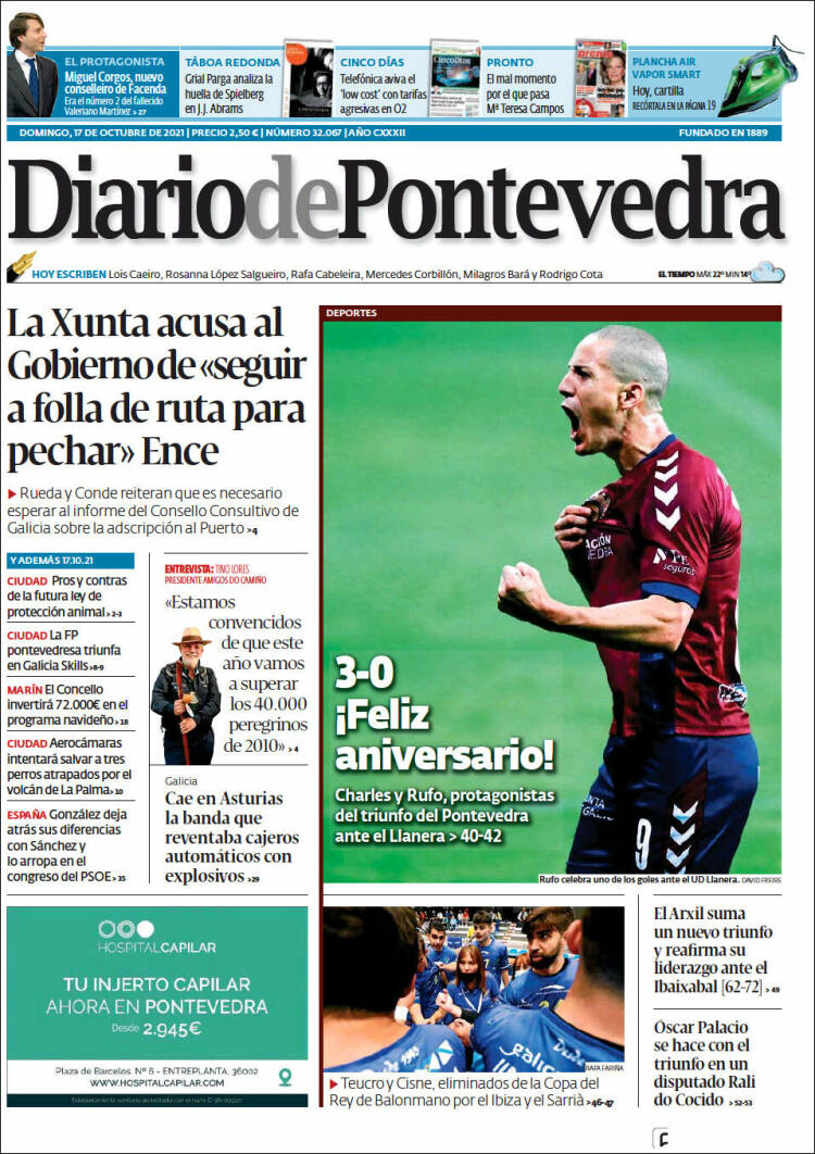 Portada de Diario de Pontevedra (España)