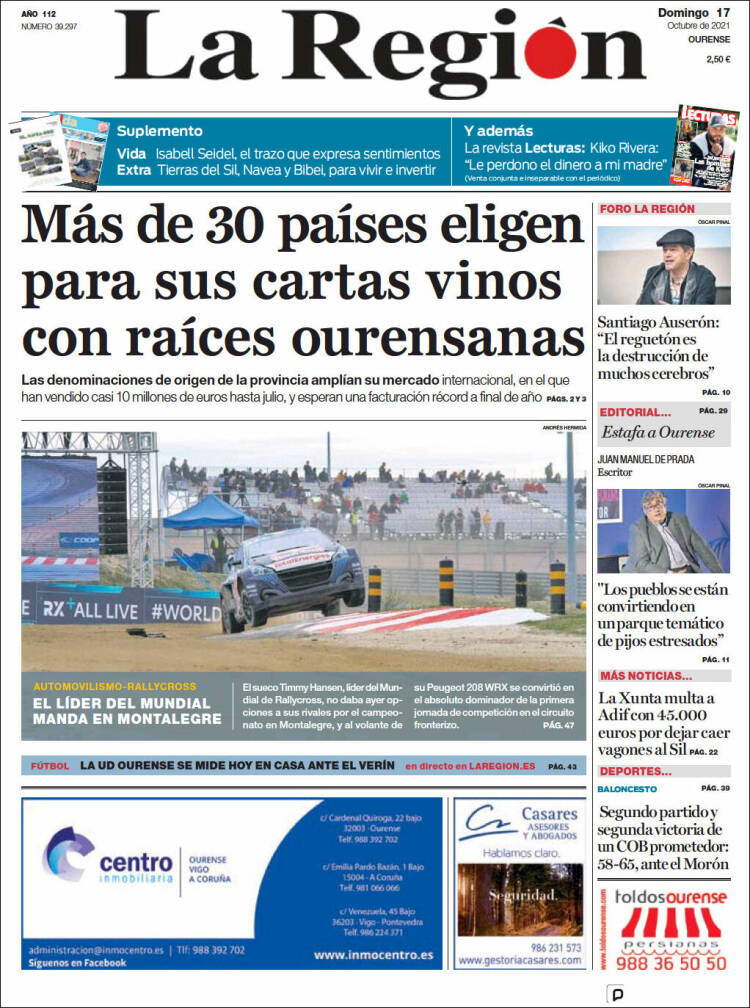 Portada de La Región de Ourense (España)