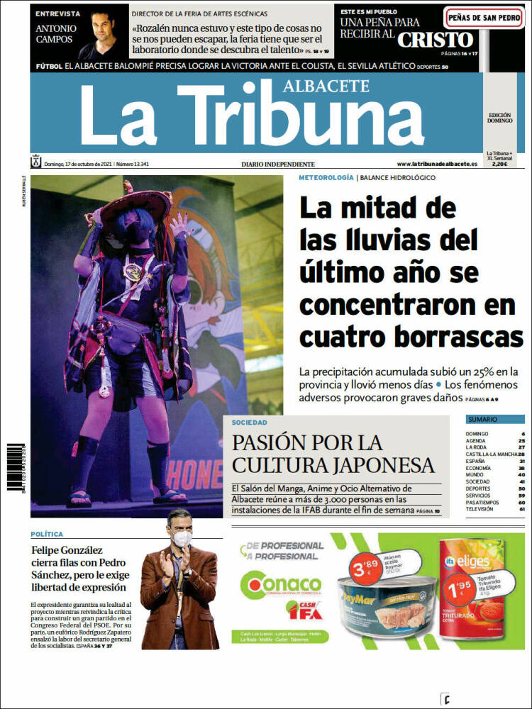 Portada de La Tribuna de Albacete (España)