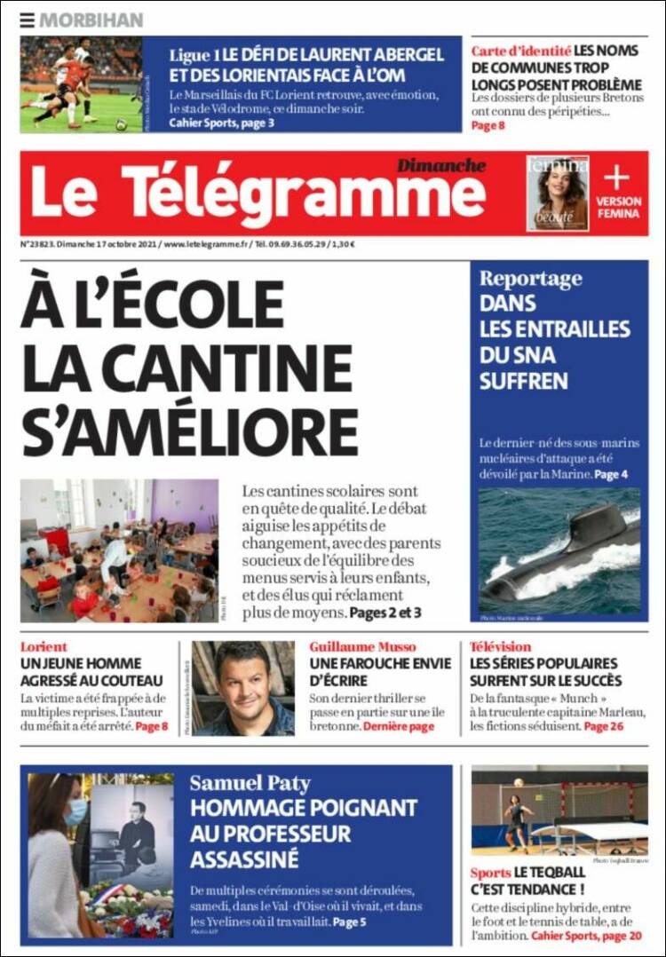 Portada de Télégramme (Francia)
