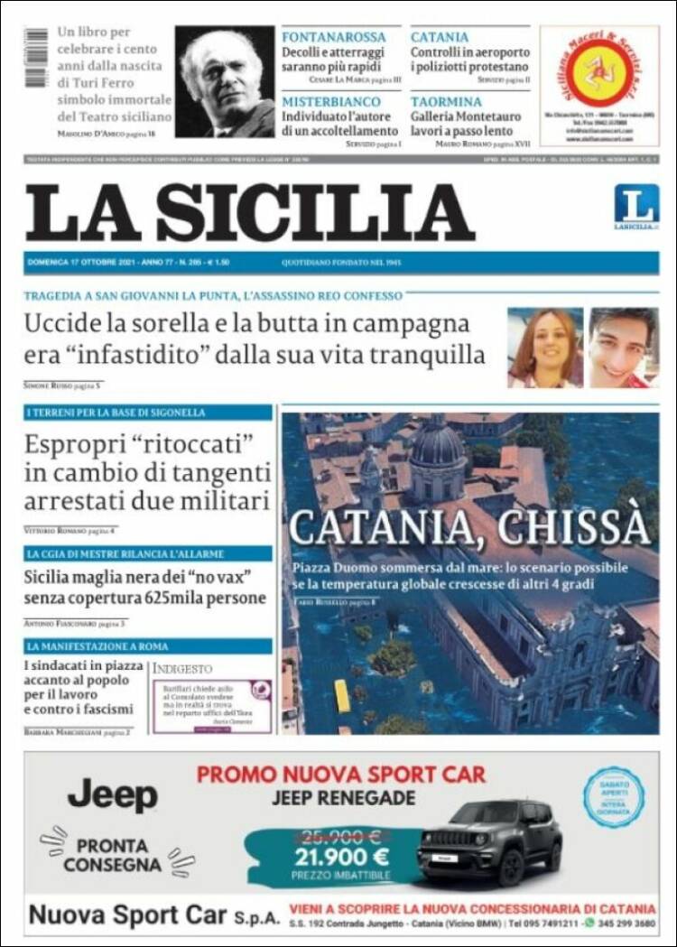 Portada de La Sicilia (Italia)