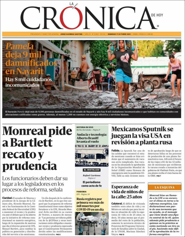 Portada de La Crónica de Hoy (M&eacute;xico)