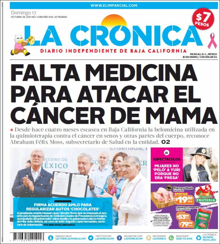 Portada de La Crónica de Baja California (M&eacute;xico)