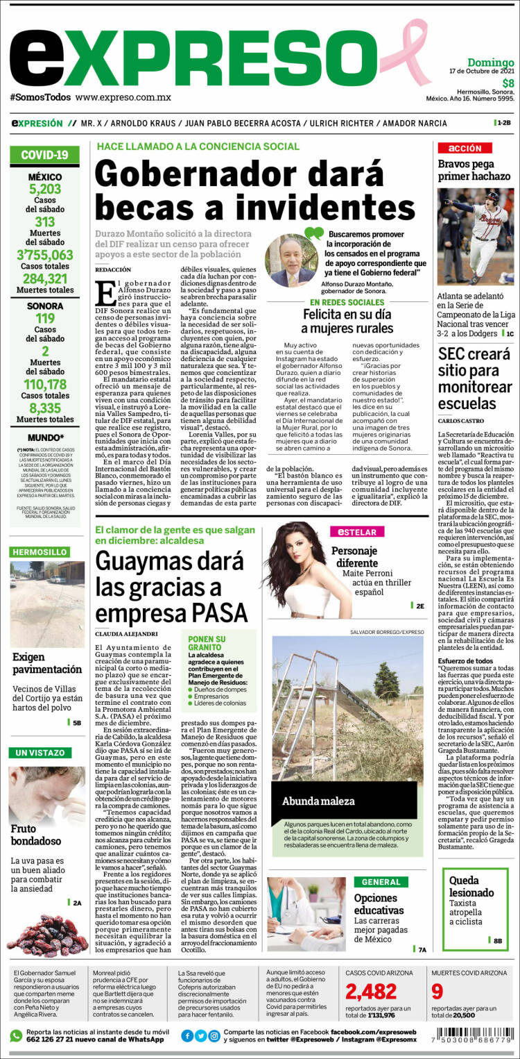 Portada de Expreso (M&eacute;xico)