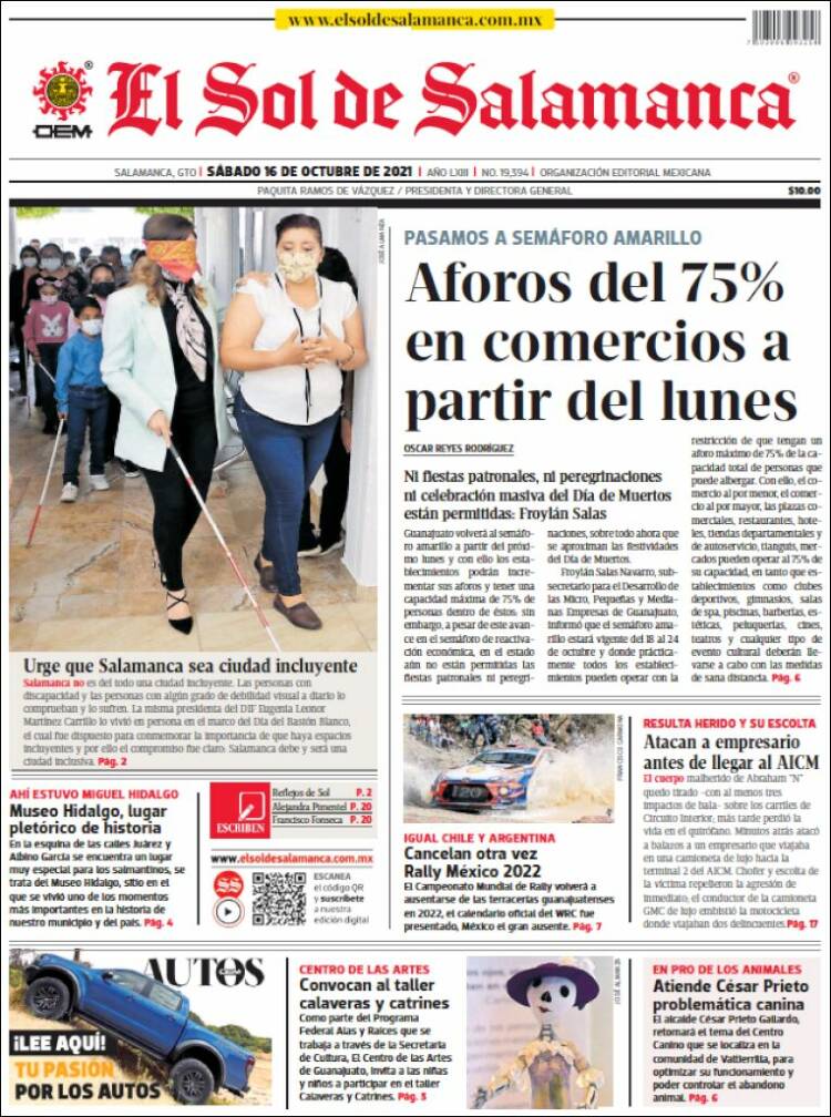 Portada de El Sol de Salamanca (M&eacute;xico)