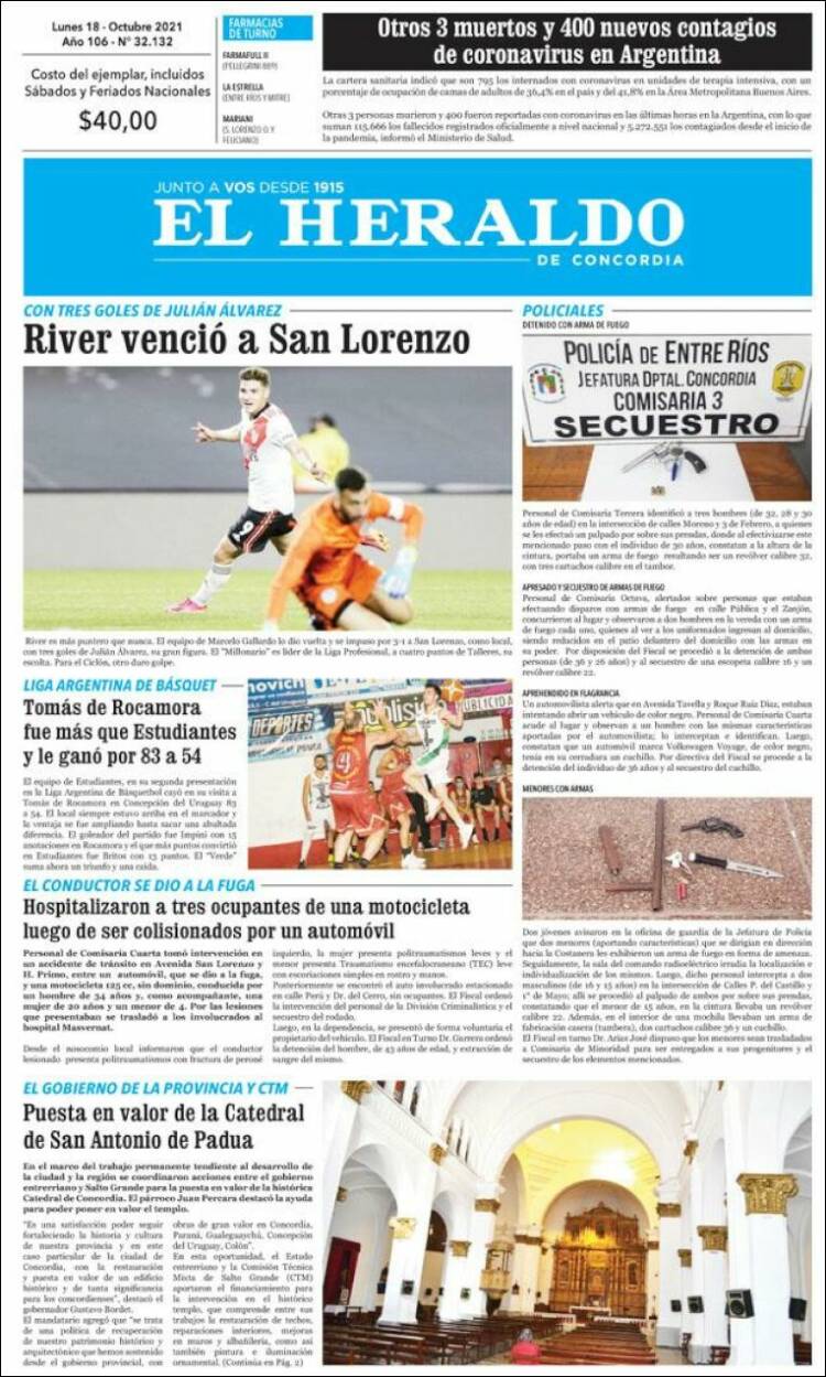 Portada de El Heraldo de Concordia (Argentina)