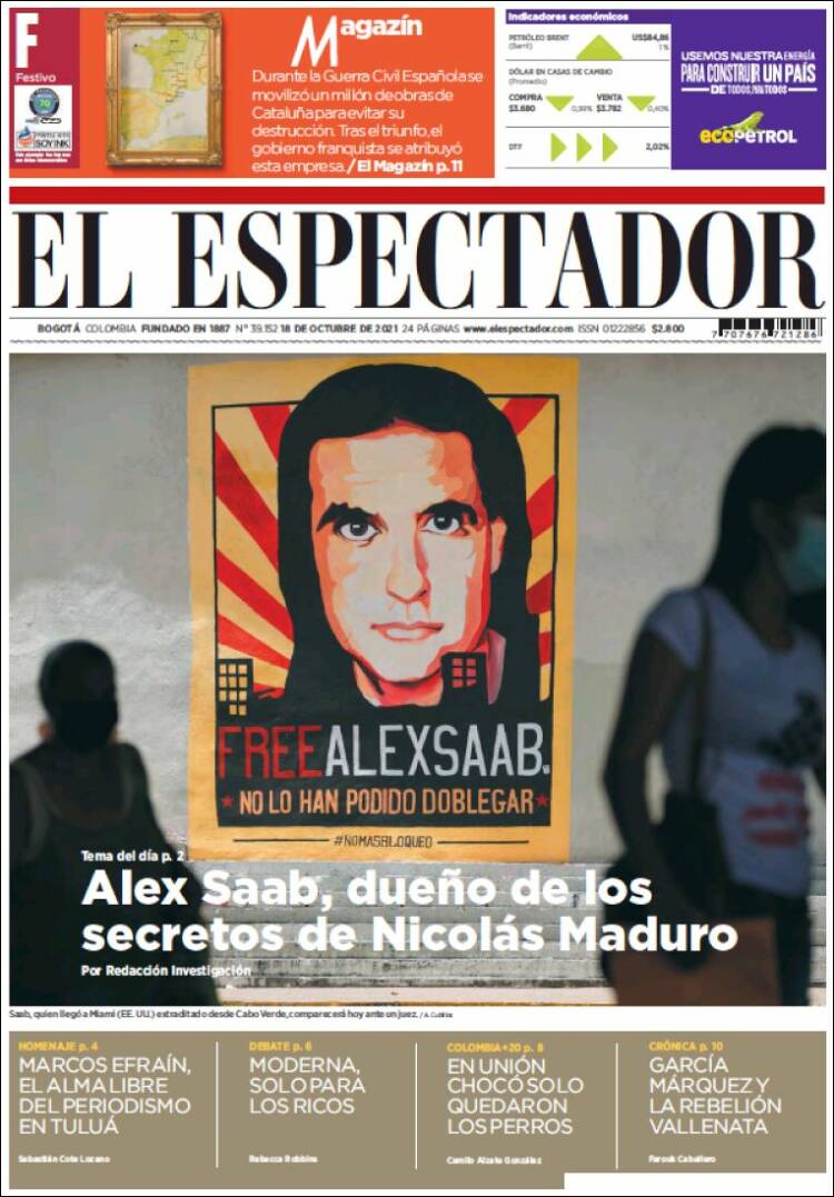 Portada de El Espectador (Colombia)