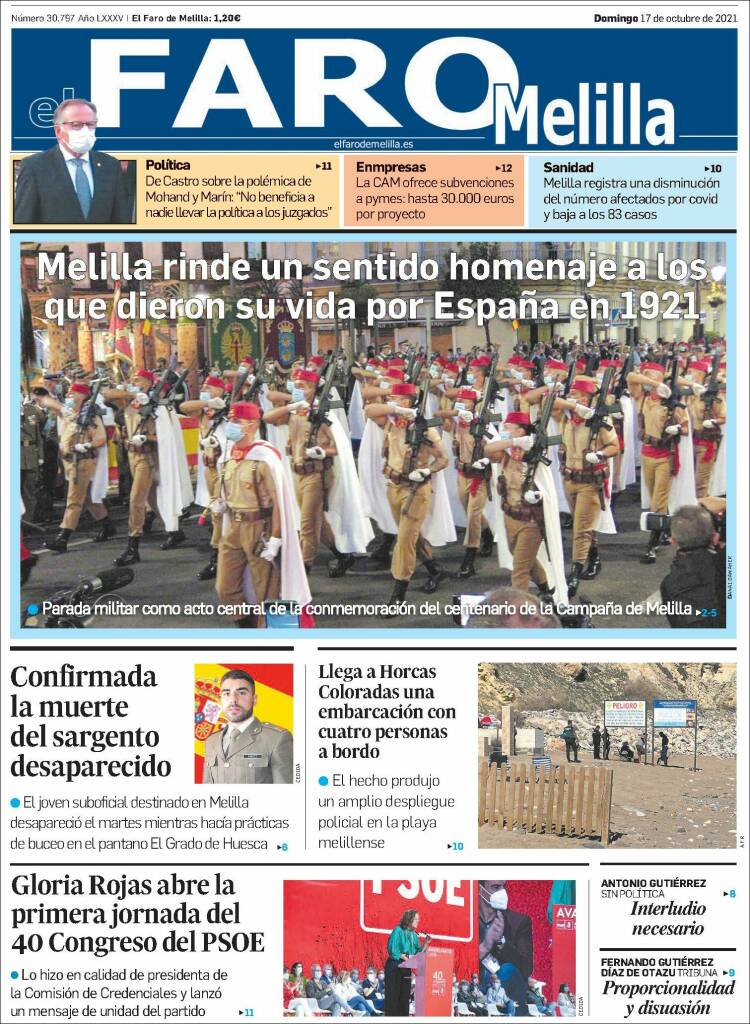 Portada de El Faro de Melilla (España)