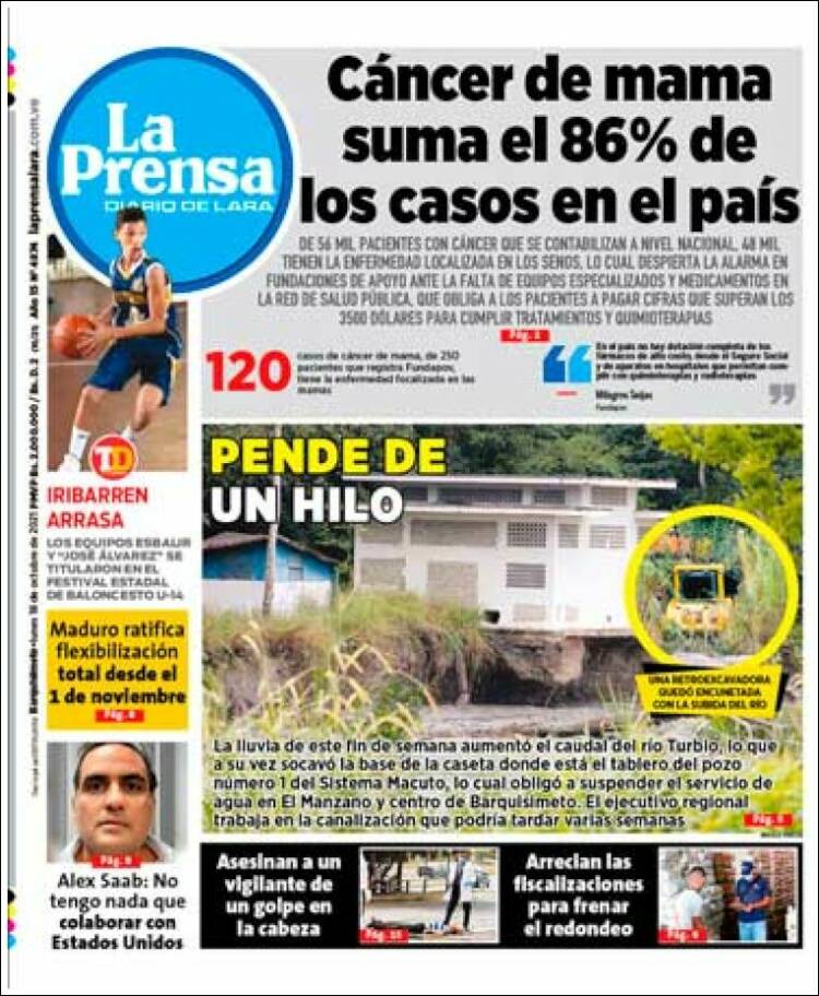 Portada de La Prensa de Lara (Venezuela)