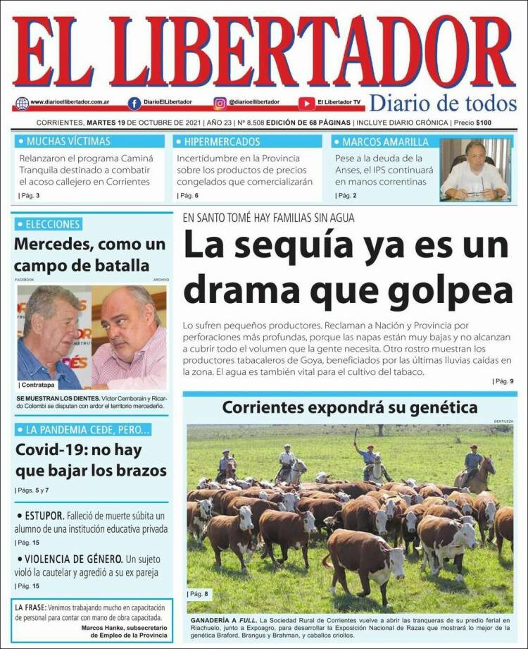 Portada de Diario El Libertador (Argentina)