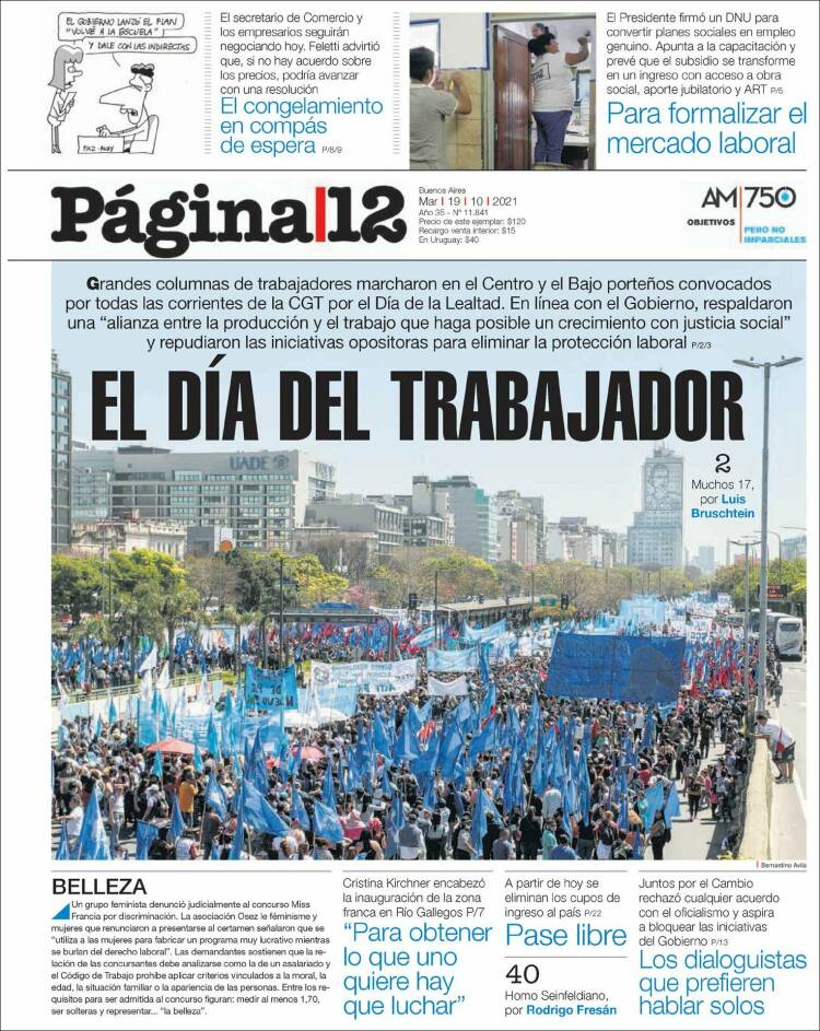 Portada de Página/12 (Argentina)