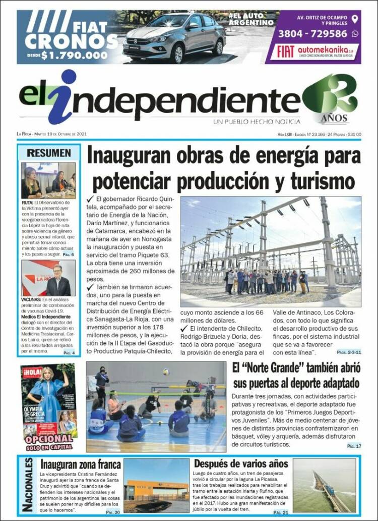 Portada de El Independiente (Argentina)