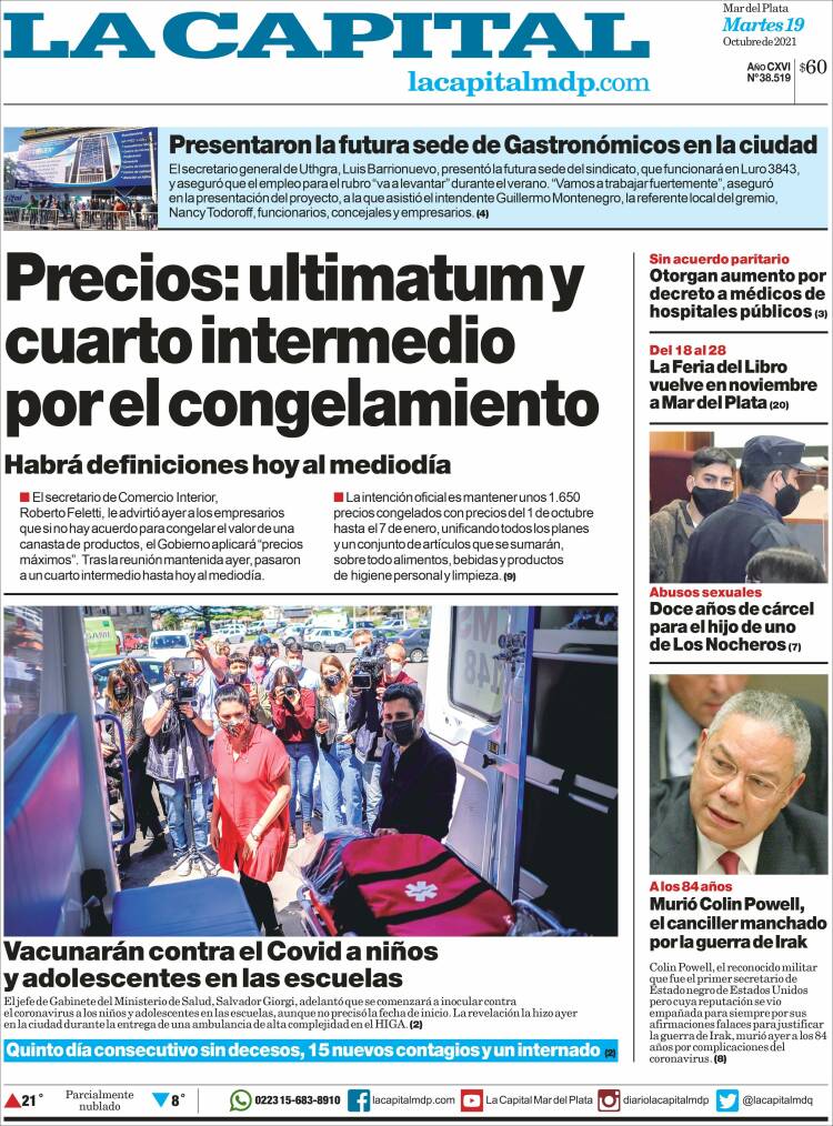 Portada de Diario La Capital - Mar del Plata (Argentina)