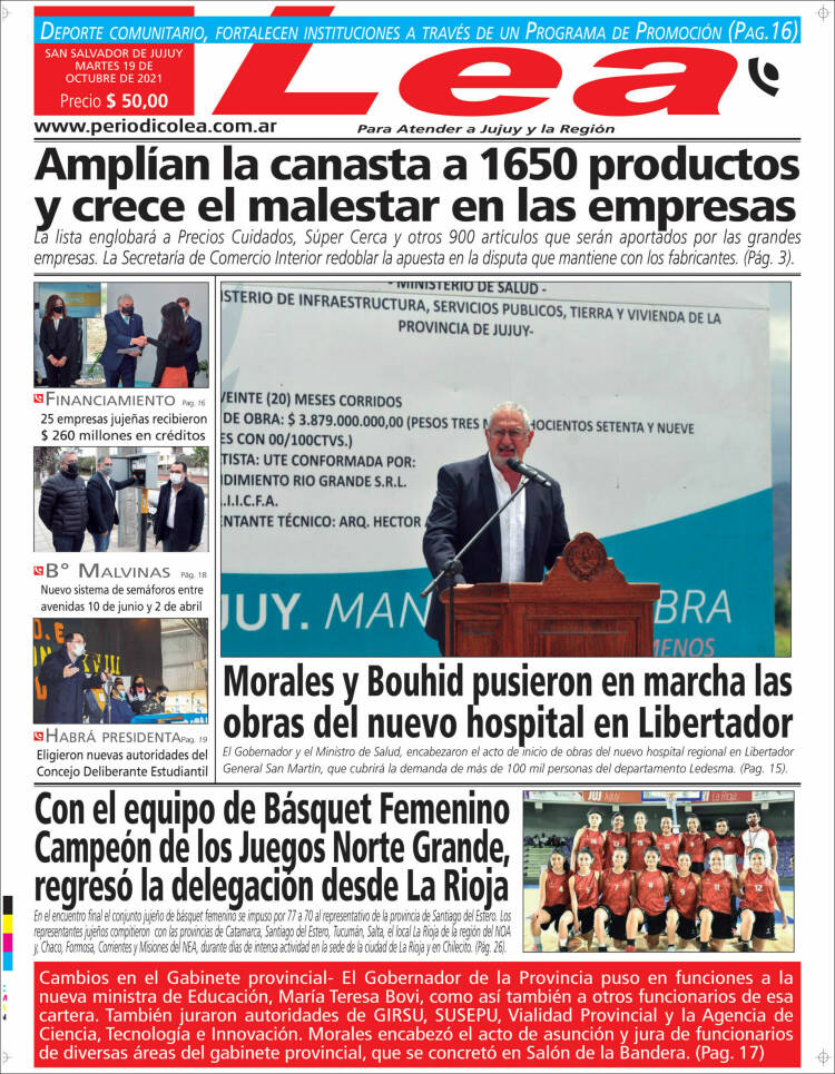 Portada de Periódico Lea (Argentina)