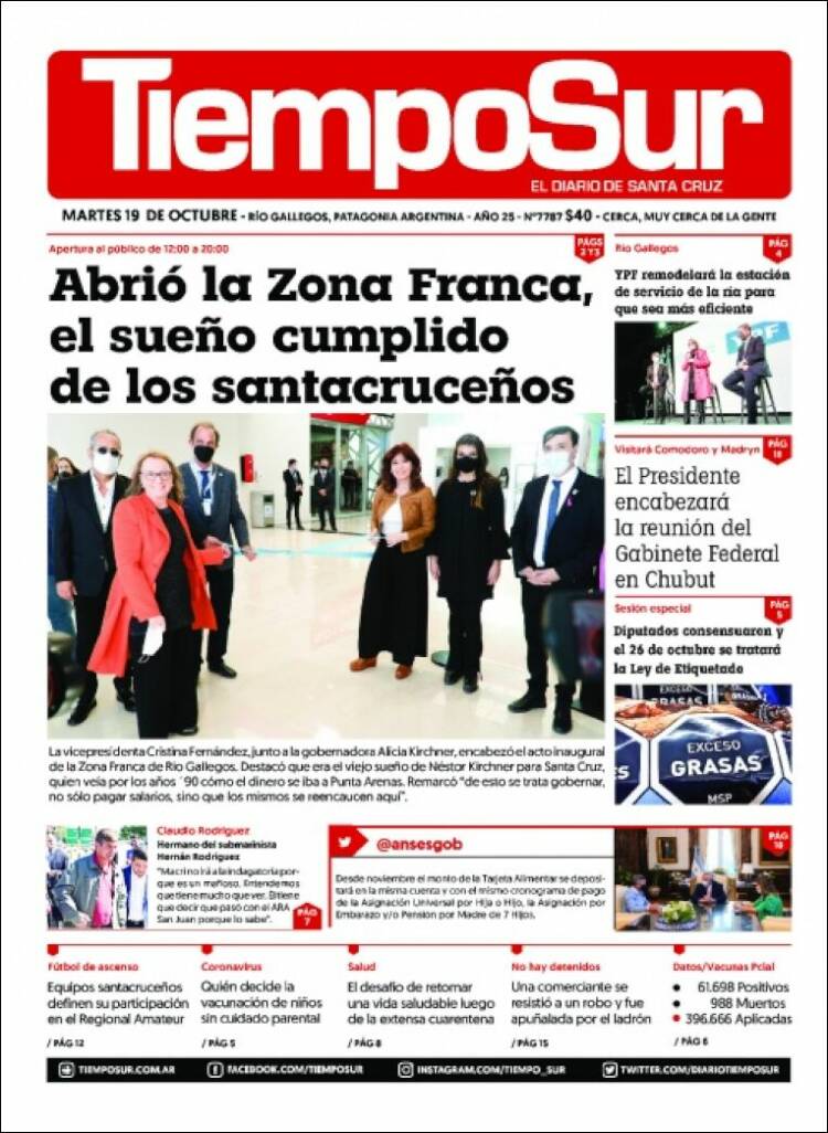 Portada de Tiempo Sur (Argentina)