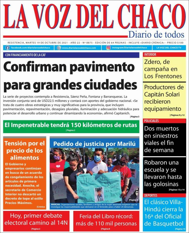 Portada de La Voz del Chaco (Argentina)