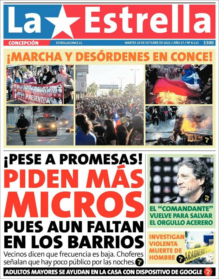 Portada de La Estrella de Concepción (Chile)