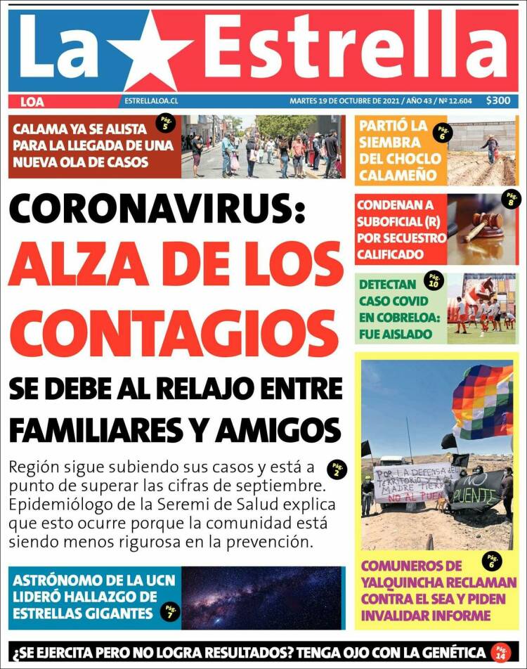 Portada de La Estrella de Loa (Chile)