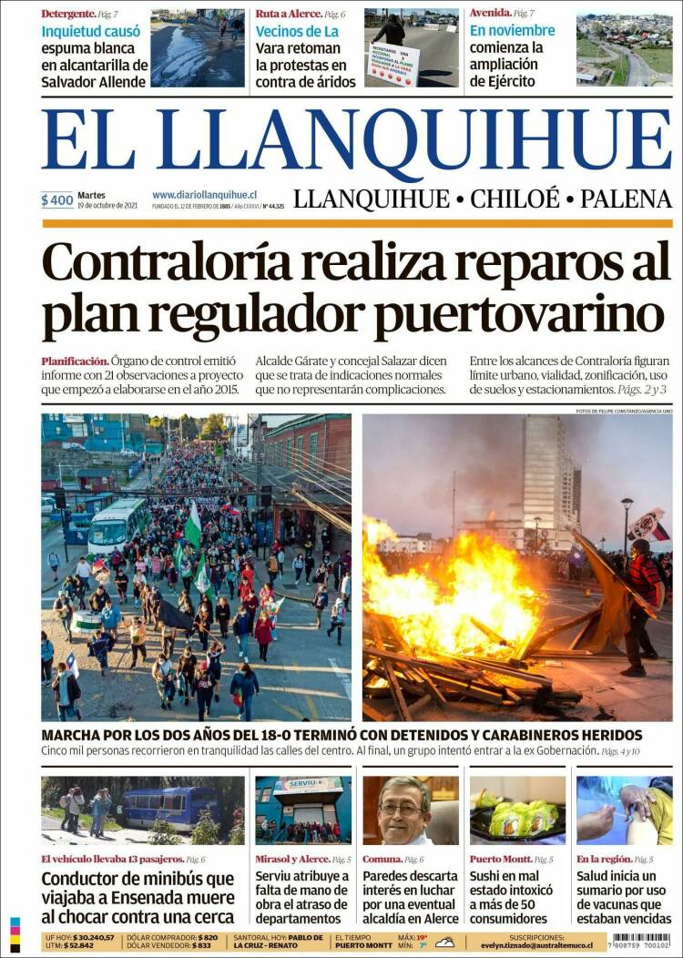 Portada de El Llanquihue (Chile)