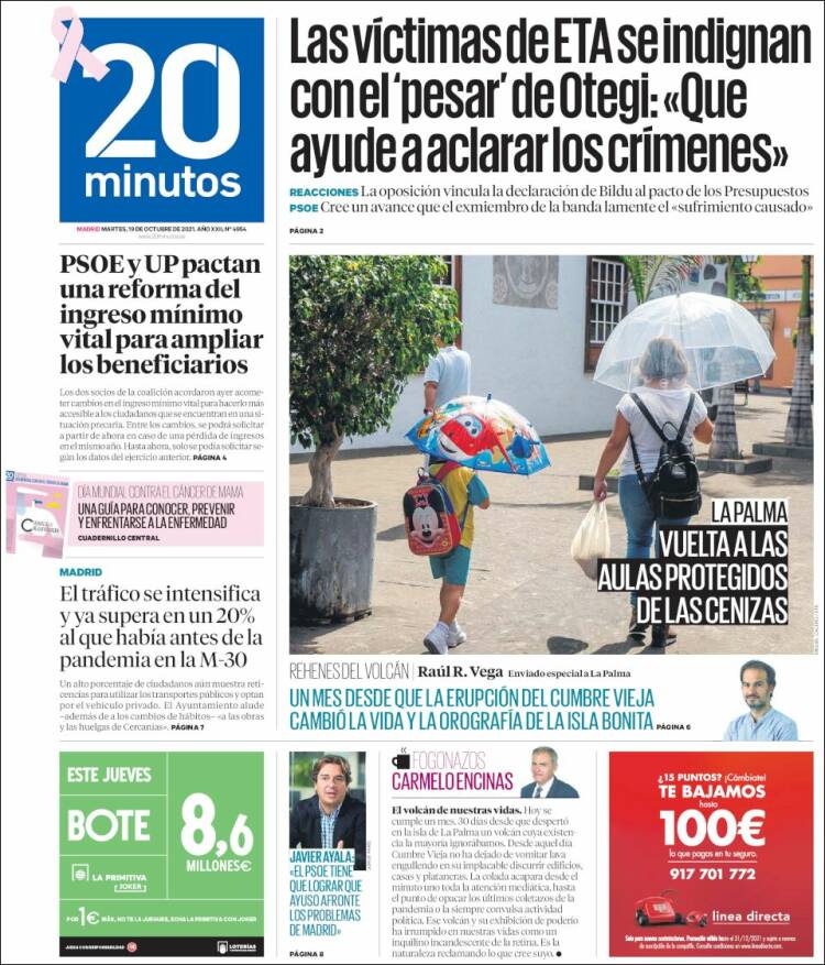 Portada de 20 Minutos - Madrid (Espa&ntilde;a)