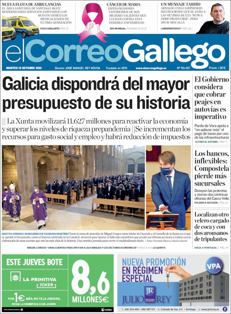 Portada de El Correo Gallego (Espa&ntilde;a)